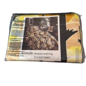 Wamsutta King Fitted & Flat Sheet Dakotah Forest 1970's Vintage
